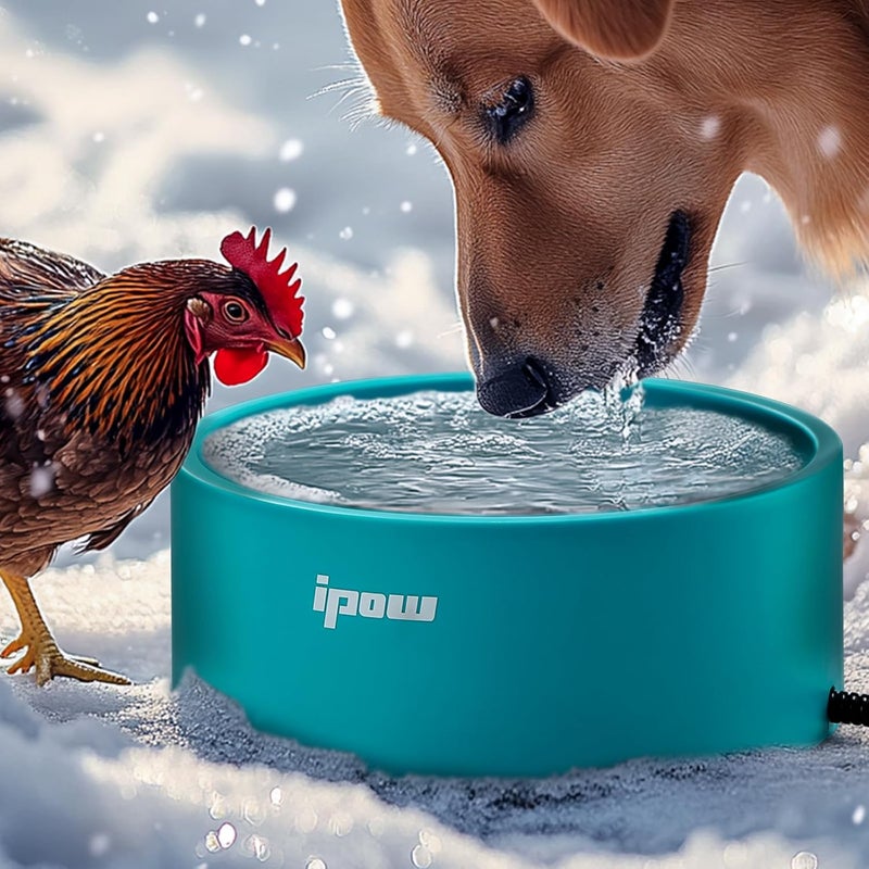 IPOW Pet Heated Bowl - Keep Water Warm for Furry Friends, Safe & Durable Outdoor Dog Bowl, Perfect for Cold Weather, Anti-Slip & Spill-Proof Automatic Warming, Blue - Image 1